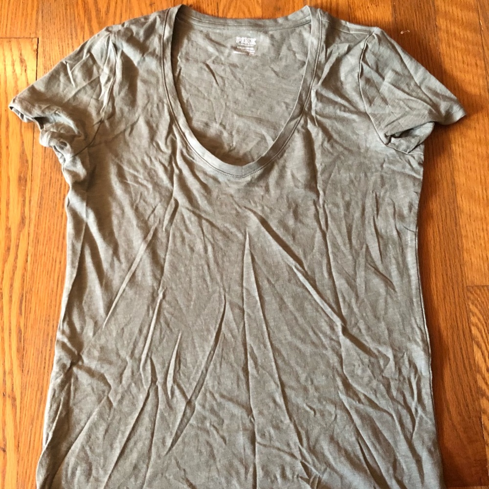 green PINK v-neck shirt